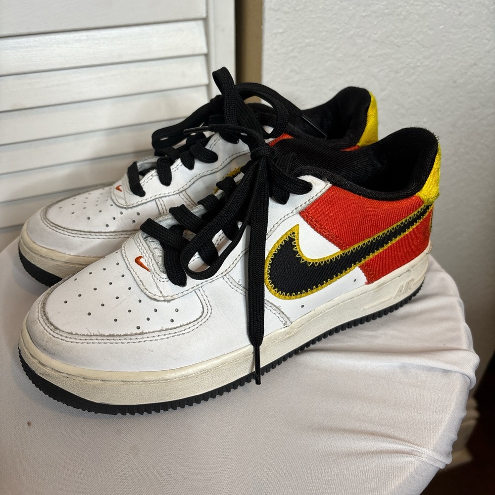 Nike- Air Force- Black Orange Yellow Sneakers 4Y